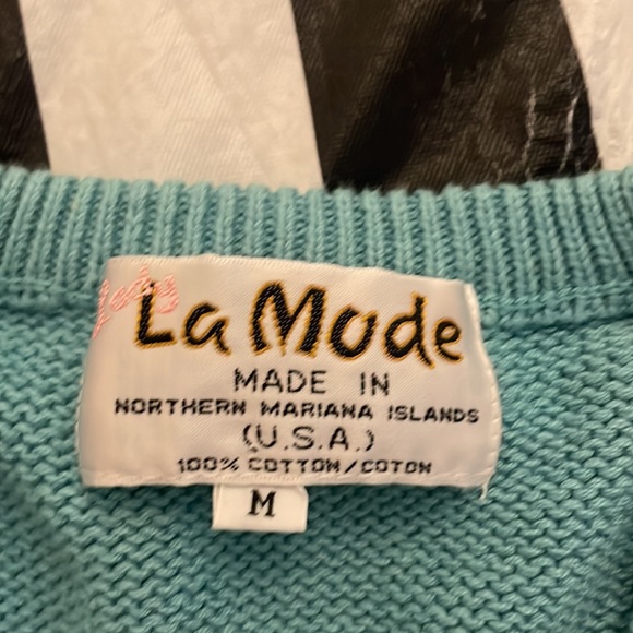 Lady La Mode Sz M Argyle Sweater Vest 100% Cotton Made in USA Vintage - Picture 2 of 6